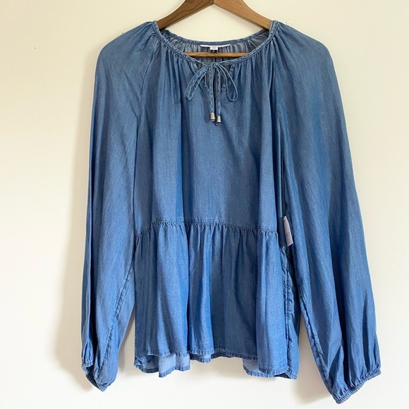 NWT XXL Chambray Peasant Blouse Cottagecore Boho Style - Picture 2 of 5